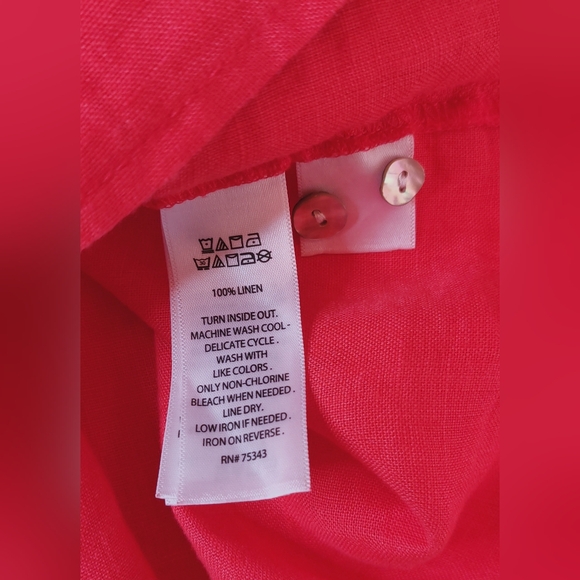 Rachel Zoe 100% Linen Button Front Size Medium Long Sleeve Red Orange Boho Basic - Picture 8 of 13